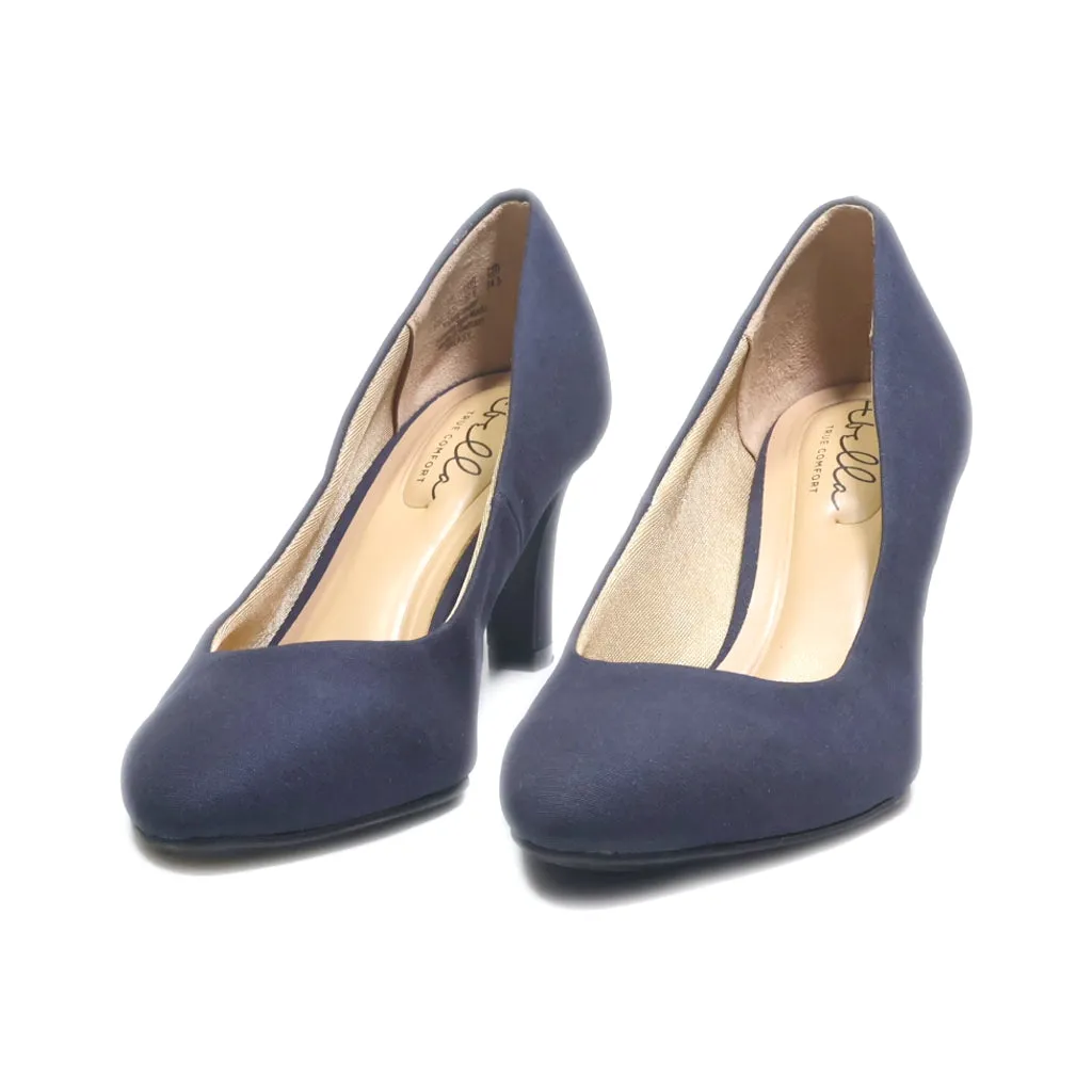 Abella Mid-Heel Sandals Fabric Blue Colour For Women
