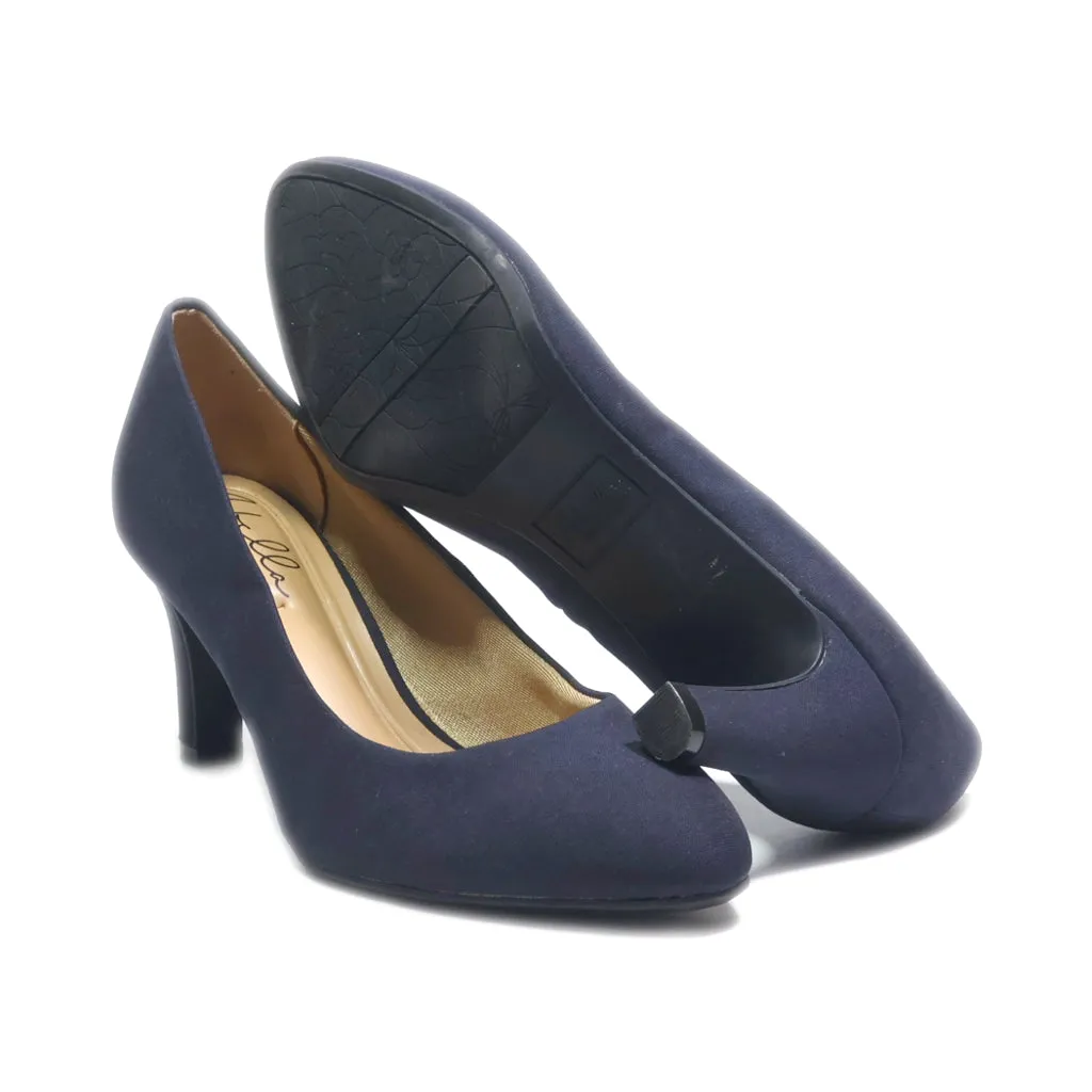 Abella Mid-Heel Sandals Fabric Blue Colour For Women