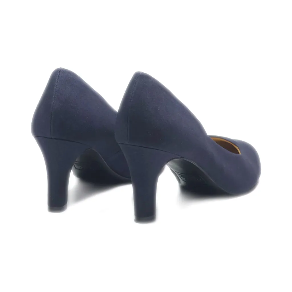 Abella Mid-Heel Sandals Fabric Blue Colour For Women
