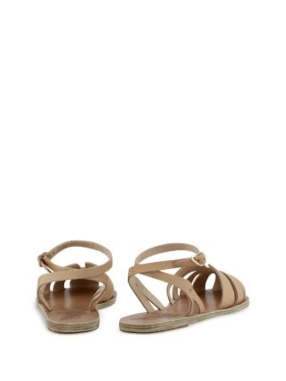 ANCIENT GREEK SANDALS Womens Beige Cut Out Ankle Strap Aella Round Toe Buckle Leather Sandals Shoes