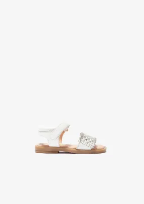 Baby's White Braided Leather Sandals