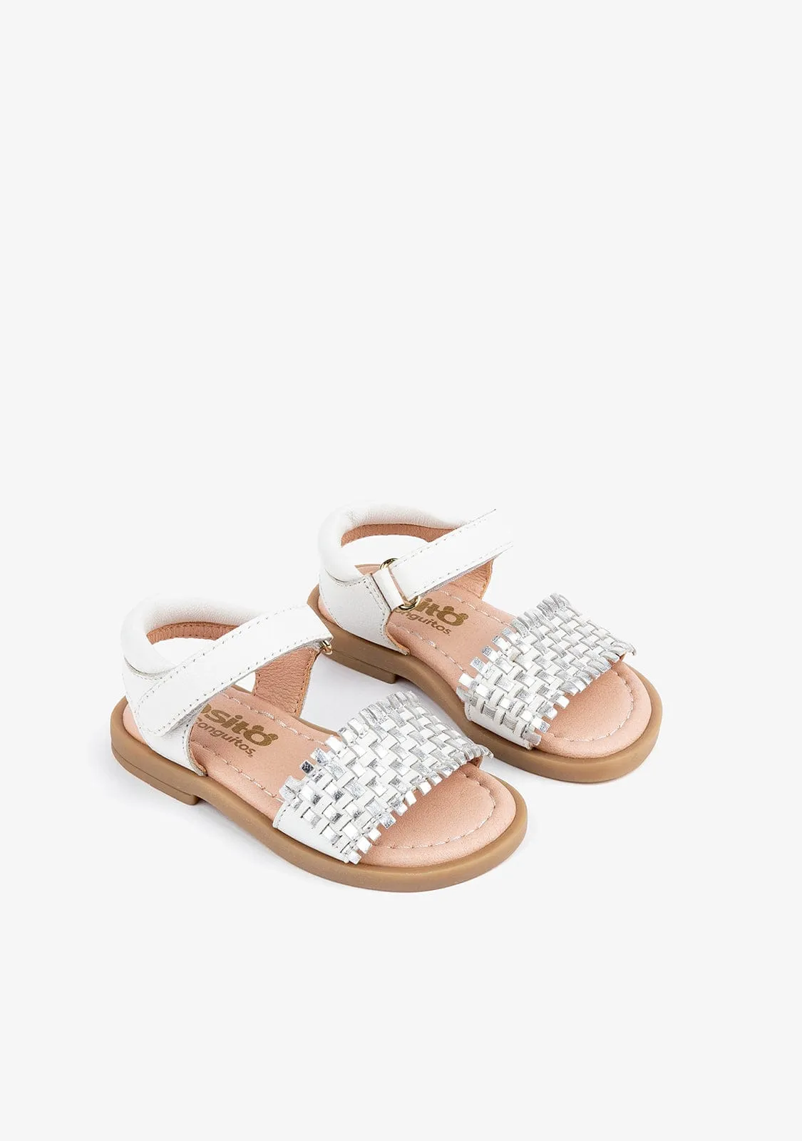 Baby's White Braided Leather Sandals