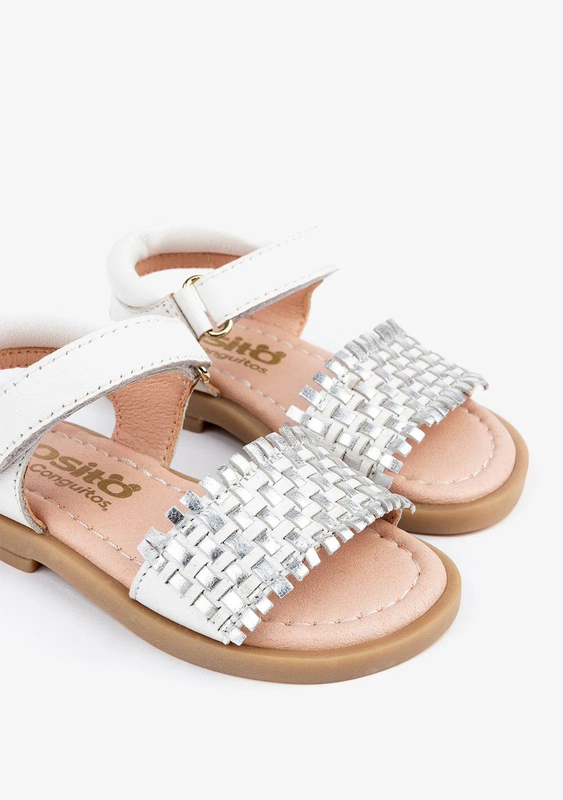Baby's White Braided Leather Sandals