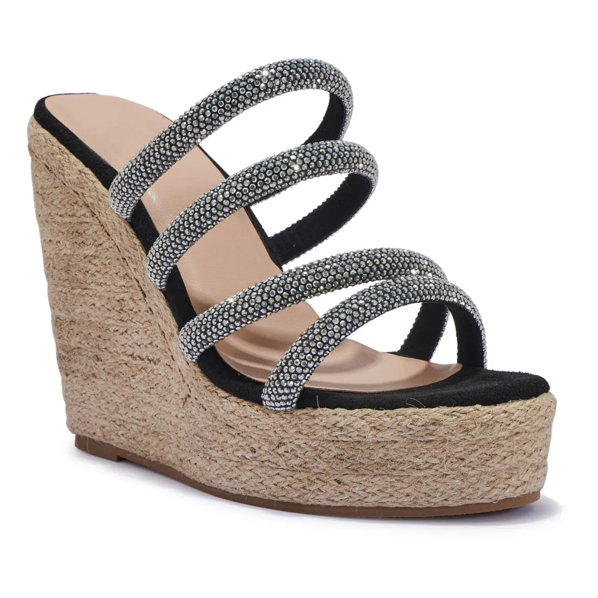 BALI304 DIAMANTE TUBE STRAP WEDGE SANDAL