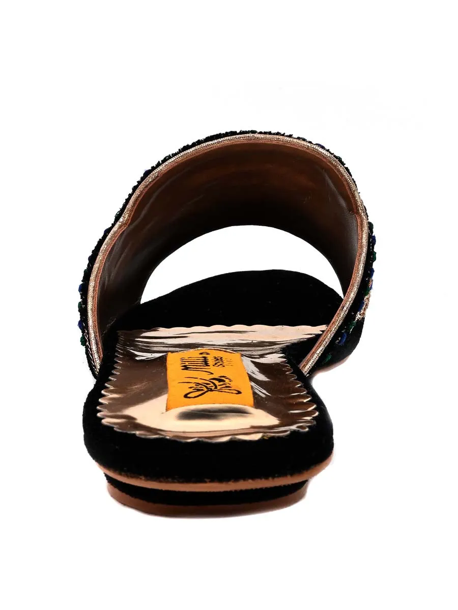 Black Fancy Velvet Ladies Slipper
