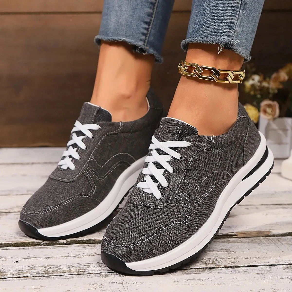 Briseis - Stylish Denim Platform Sneakers for Women