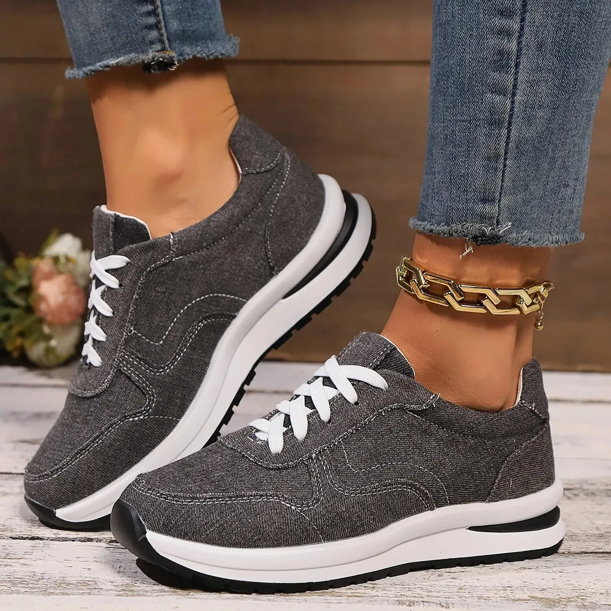 Briseis - Stylish Denim Platform Sneakers for Women