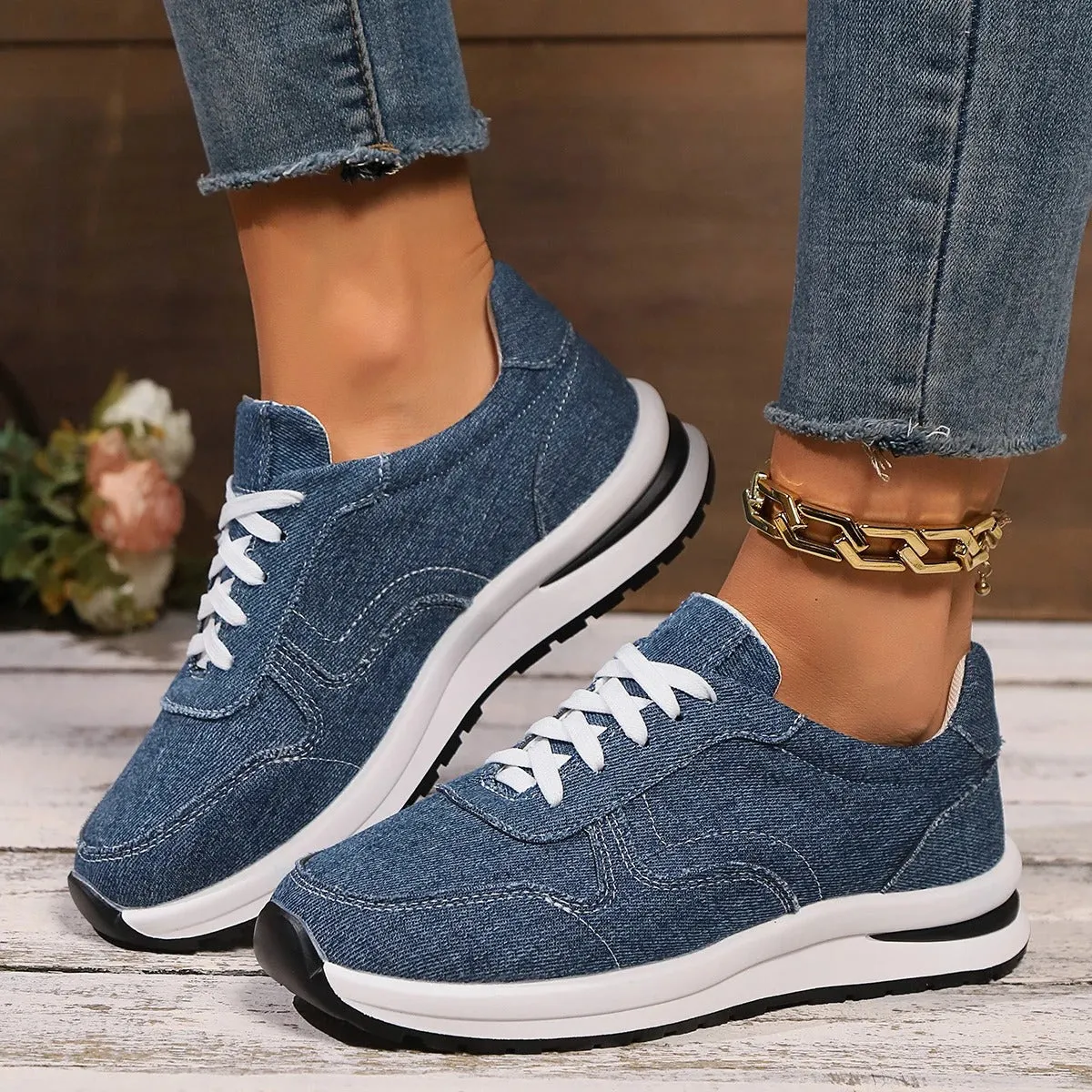 Briseis - Stylish Denim Platform Sneakers for Women