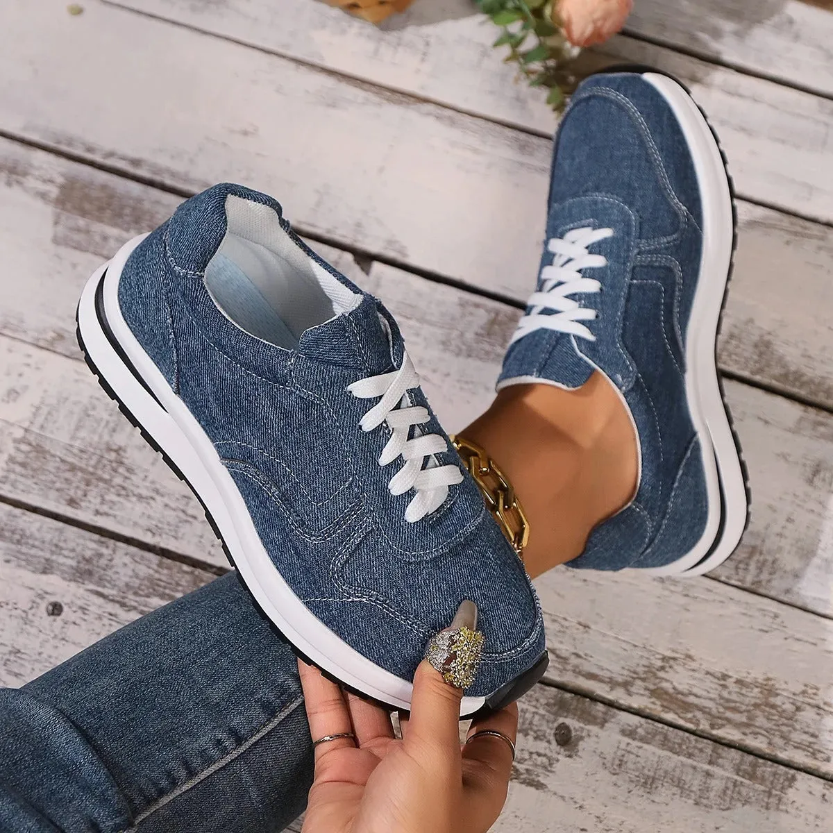 Briseis - Stylish Denim Platform Sneakers for Women