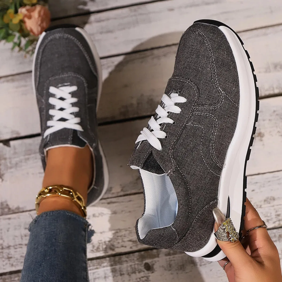 Briseis - Stylish Denim Platform Sneakers for Women