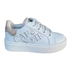 Cafè Noir scarpa da bambina con laccio e zip laterale C-2401w bianco