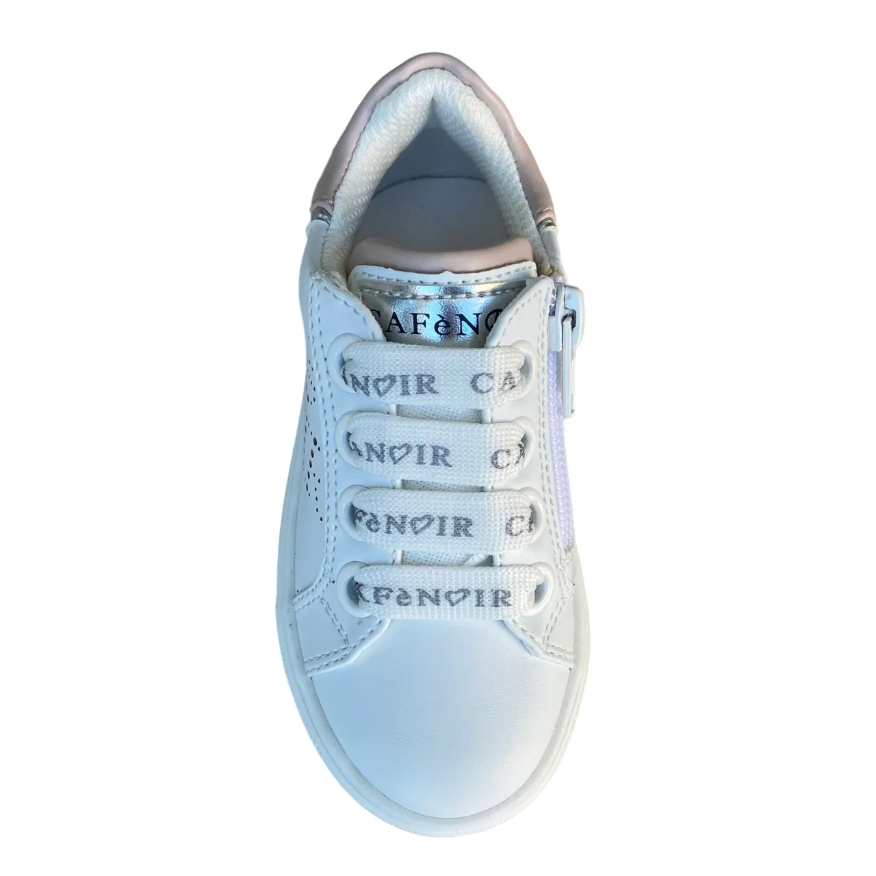 Cafè Noir scarpa da bambina con laccio e zip laterale C-2401w bianco