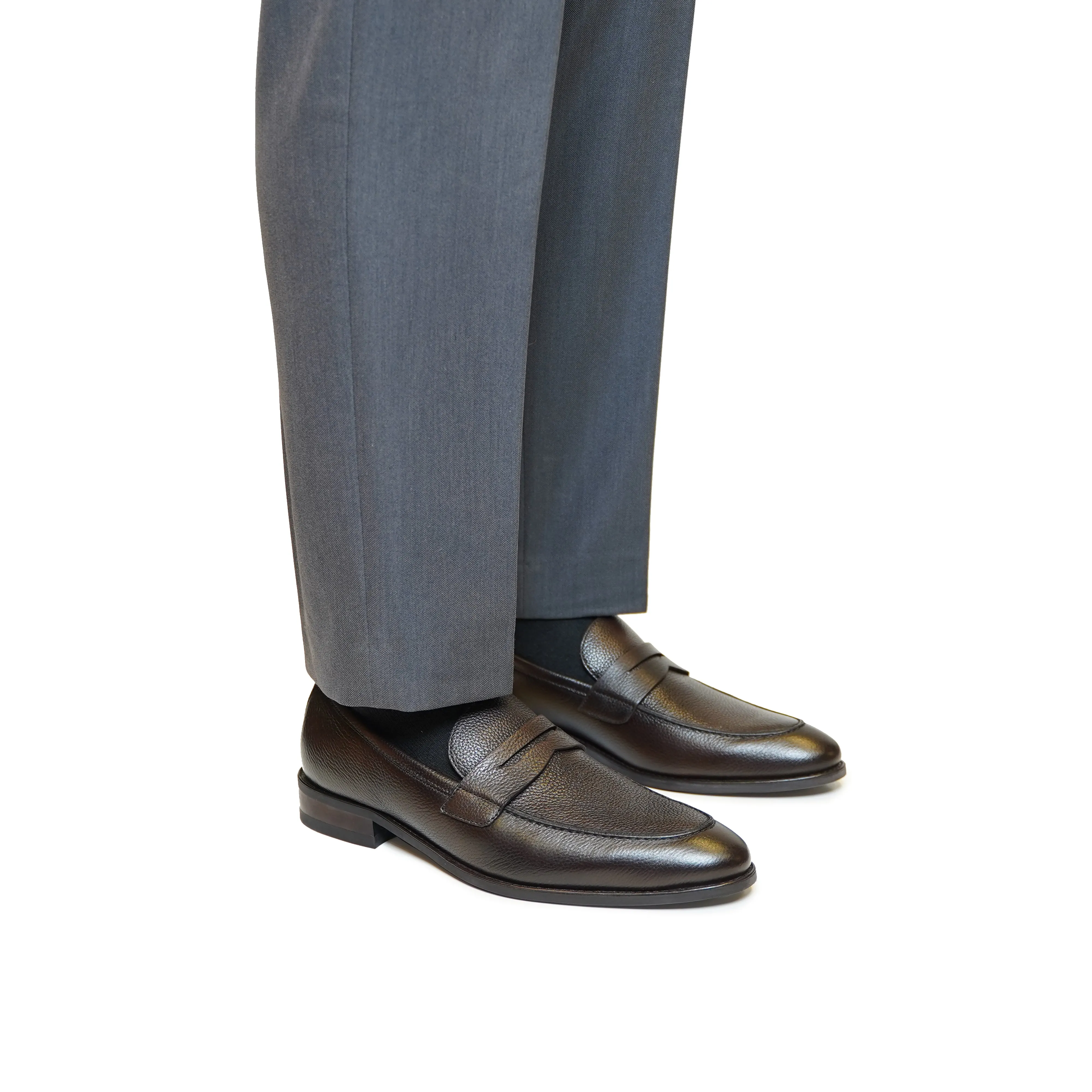 Campania - Men's Dark Brown Pebble Grain Leather Loafer