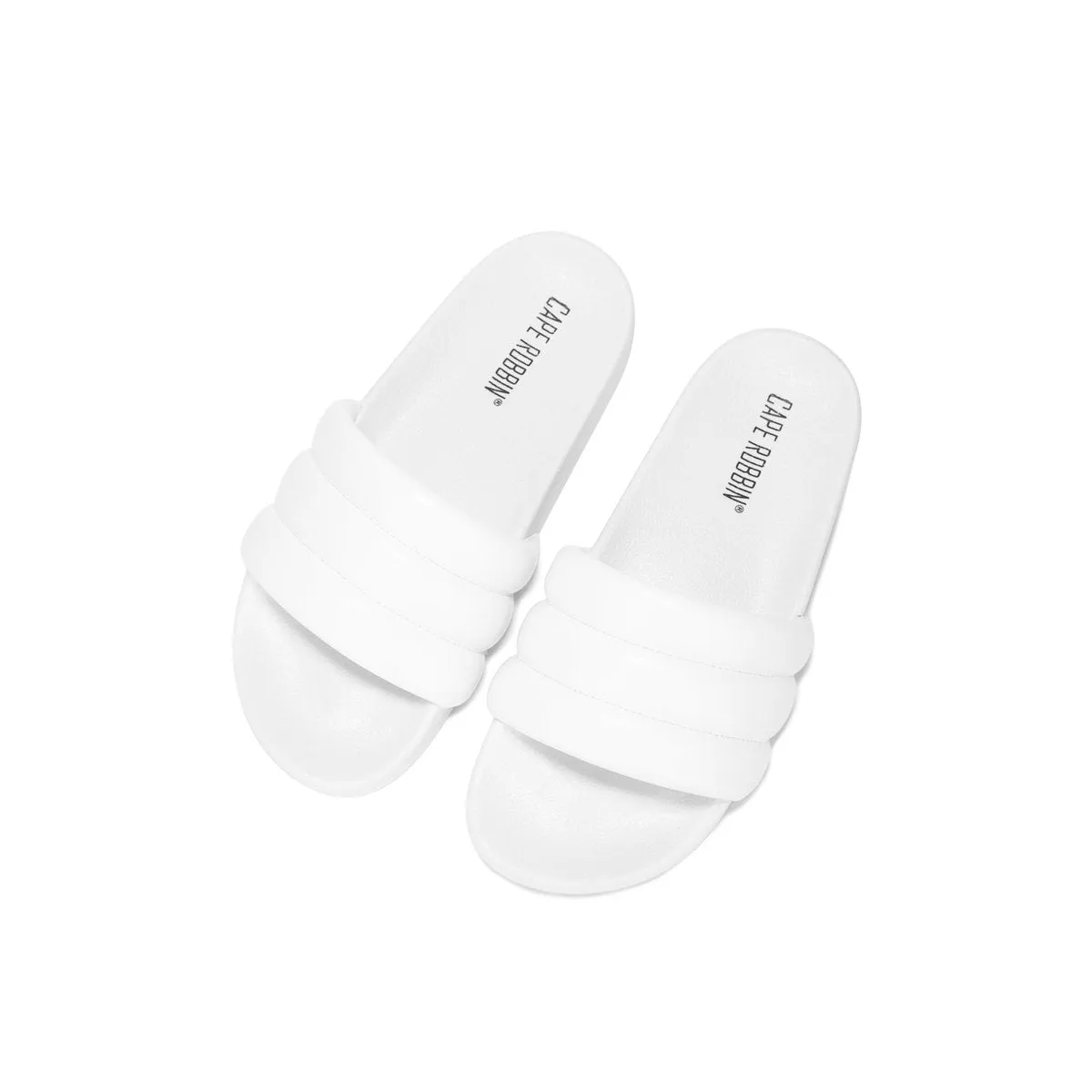Cape Robbin Barrel White Puffed Out Slip On Black Mule Slide Pool Sandals