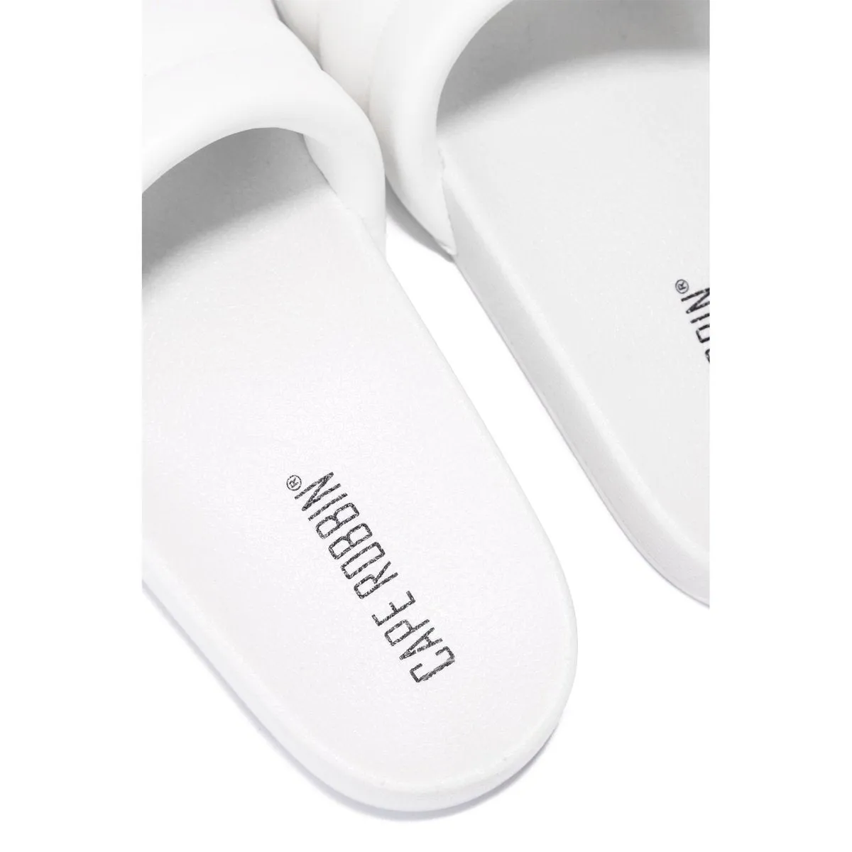 Cape Robbin Barrel White Puffed Out Slip On Black Mule Slide Pool Sandals