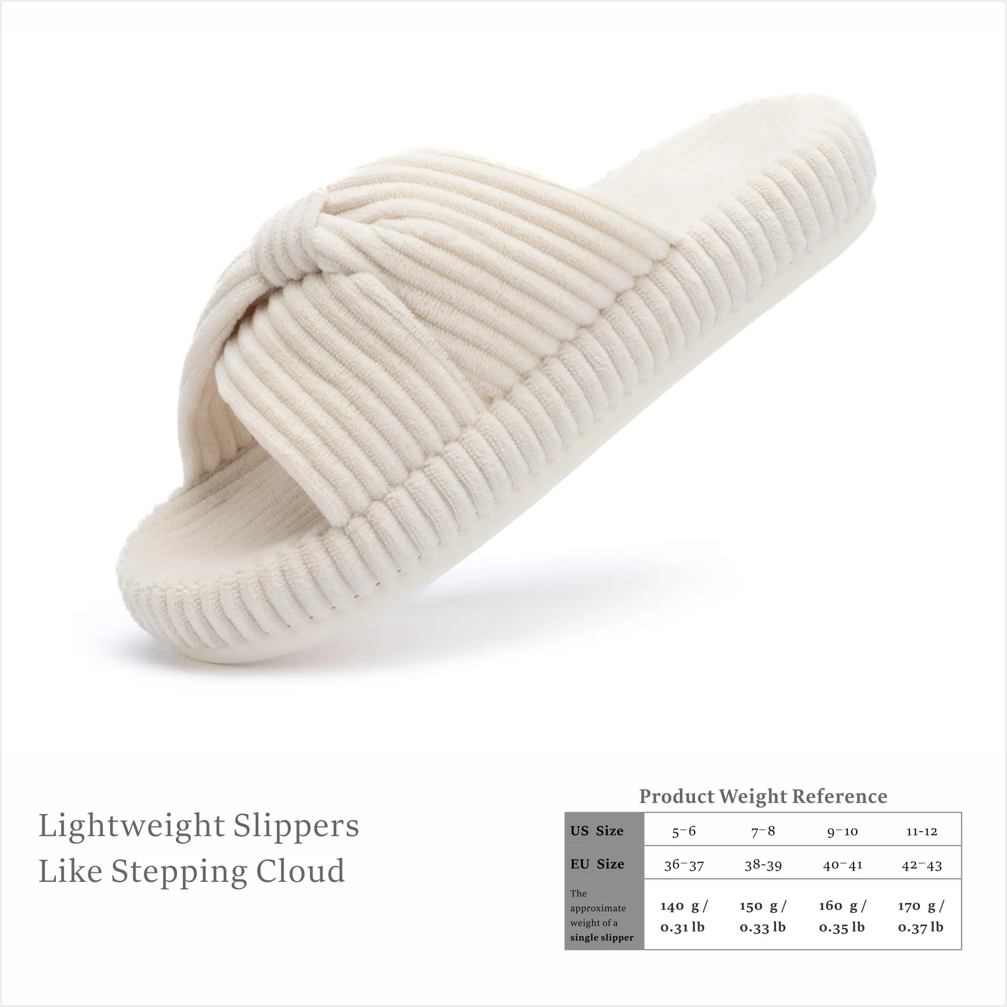 Chantomoo Slippers for Women Memory Foam House Bedroom Corduroy Bow Crossbands Slide Slipper Shoes Comfy Trendy Gift Slippers Beige Size 9 10 8.5