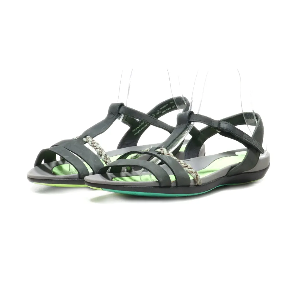 Clarks Flat Sandals Leather Green Colour For Women