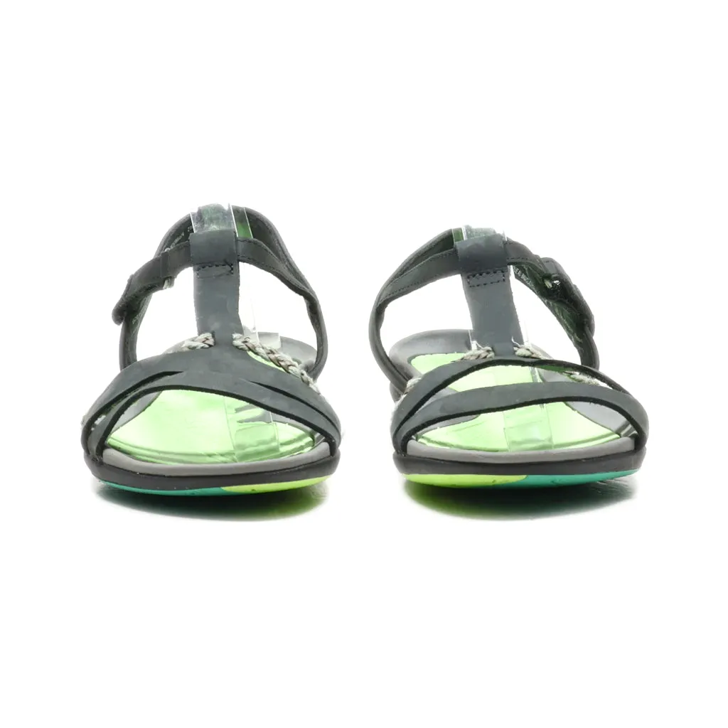 Clarks Flat Sandals Leather Green Colour For Women