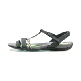 Clarks Flat Sandals Leather Green Colour For Women