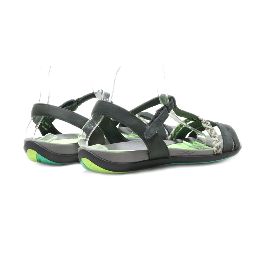 Clarks Flat Sandals Leather Green Colour For Women