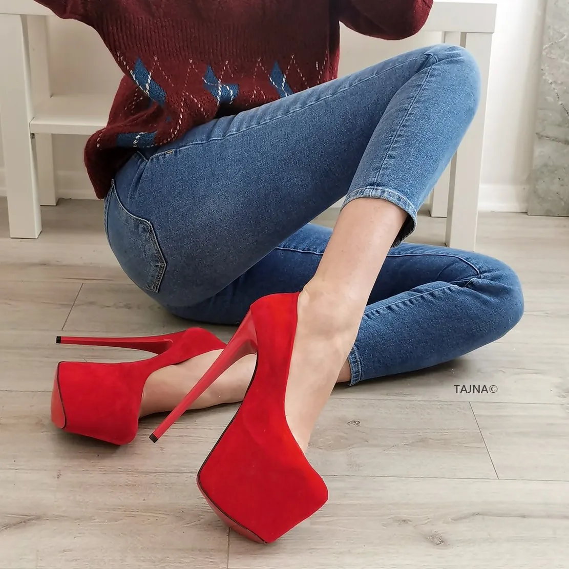 Classic Red Suede High Heels