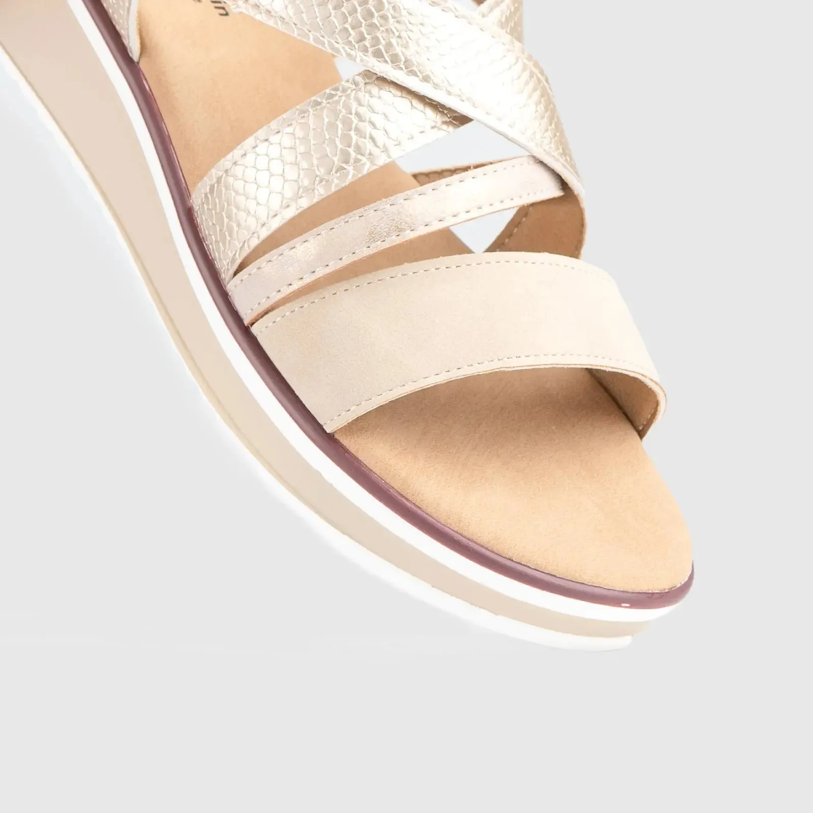Comfort Wedge Sandal Beige 10553