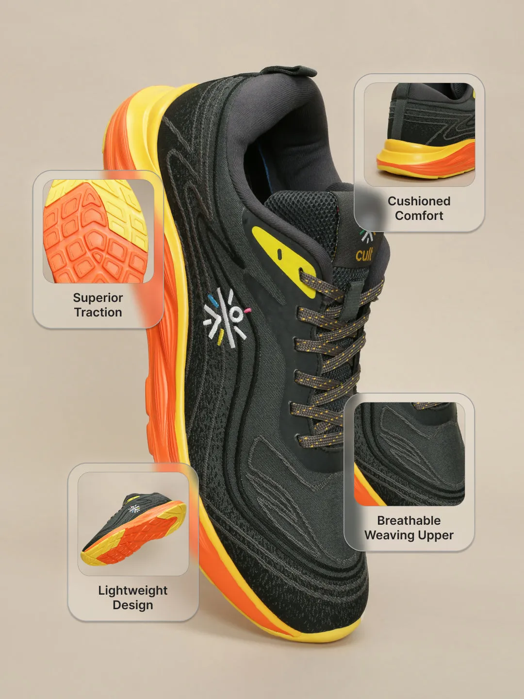 Cult Men's DynamicWave Running Shoes - D.Grey