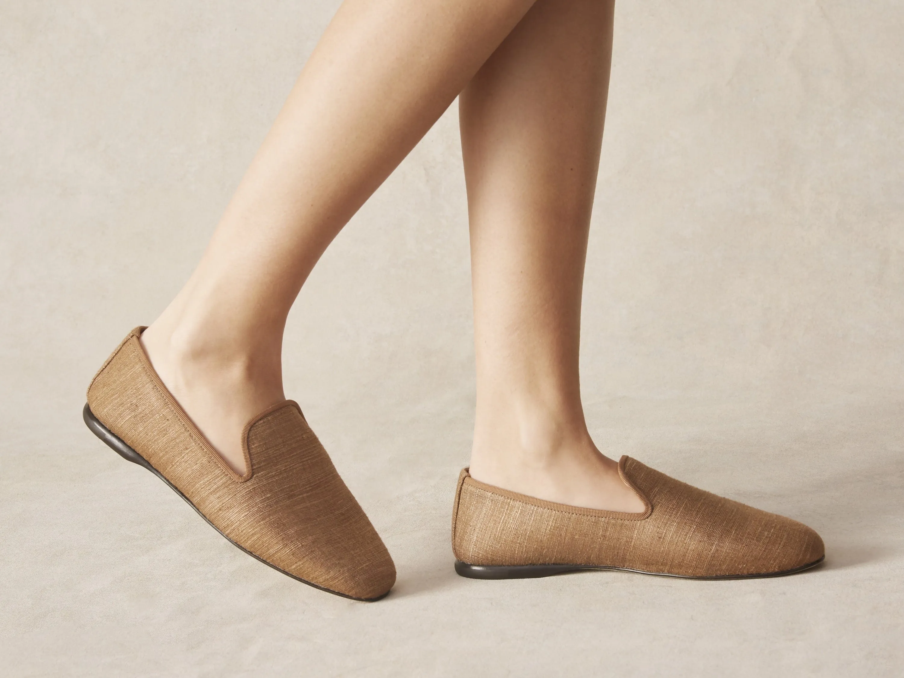 Fenice Loafers in Sirocco Silk and Gros Grain