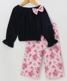 Floral Bell Sleeves with Belt Palazzo Set