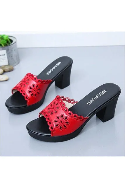 Flower Breathable Slipper Heels