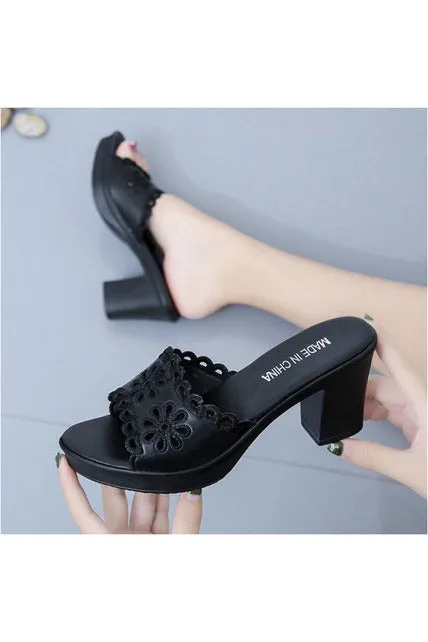 Flower Breathable Slipper Heels