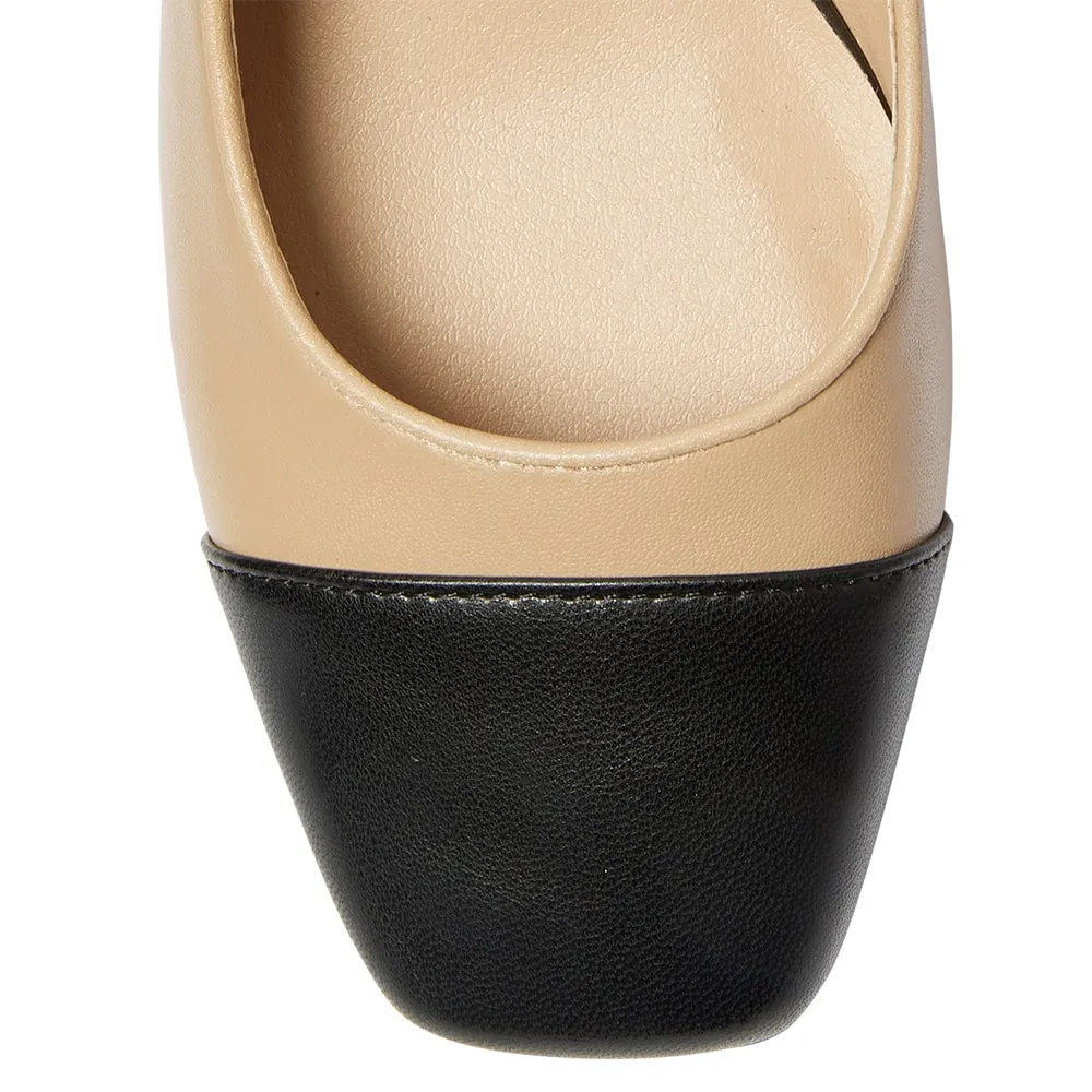 Grace Heel in Black And Nude Leather