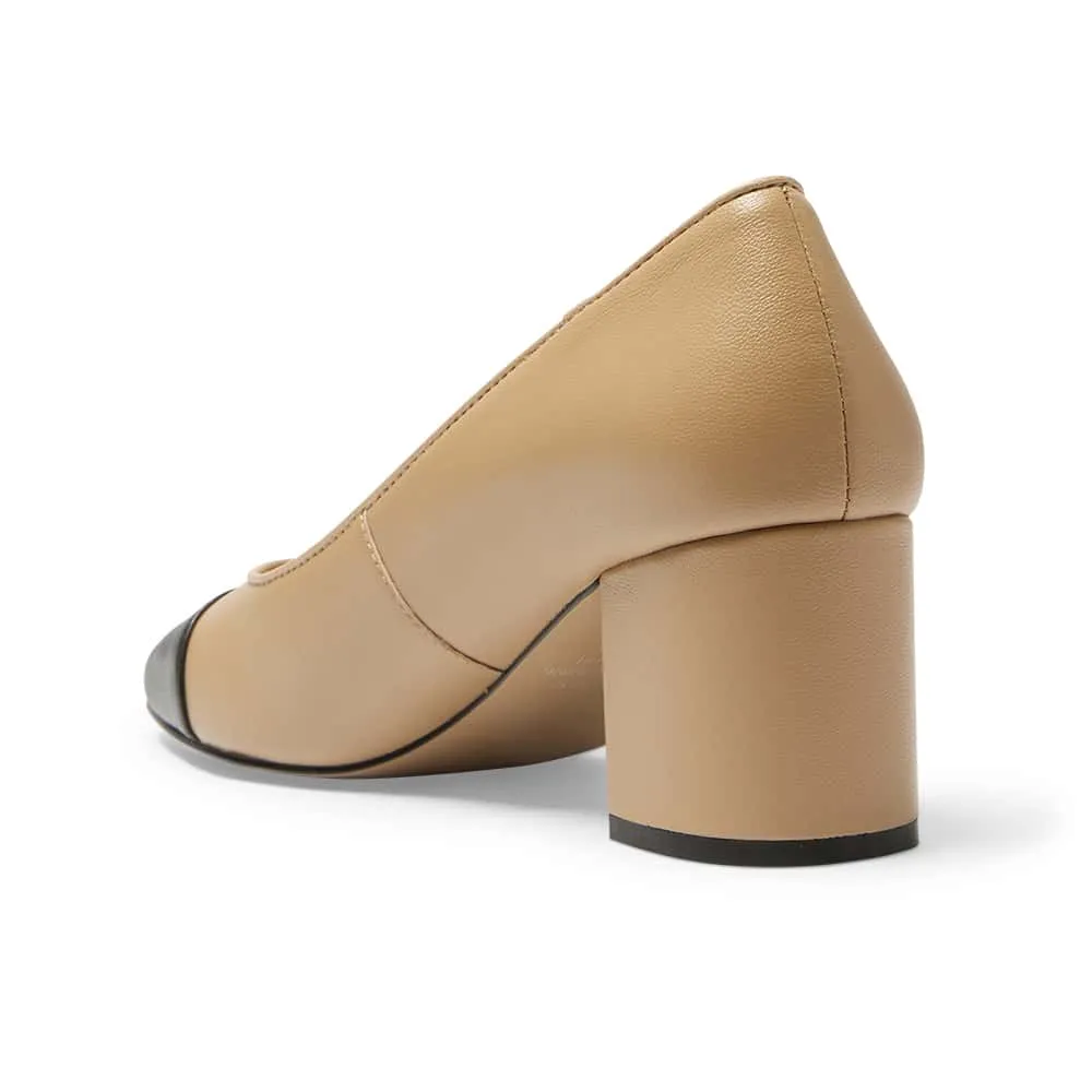 Grace Heel in Black And Nude Leather