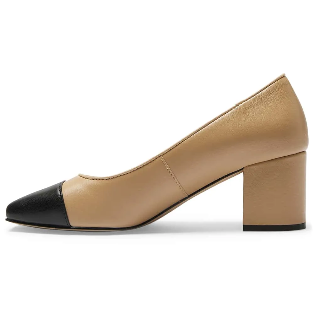 Grace Heel in Black And Nude Leather