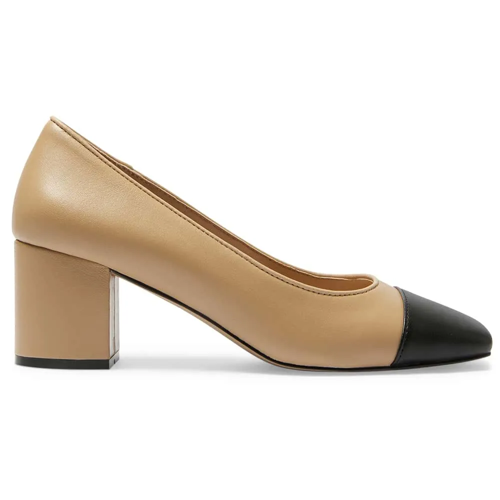 Grace Heel in Black And Nude Leather