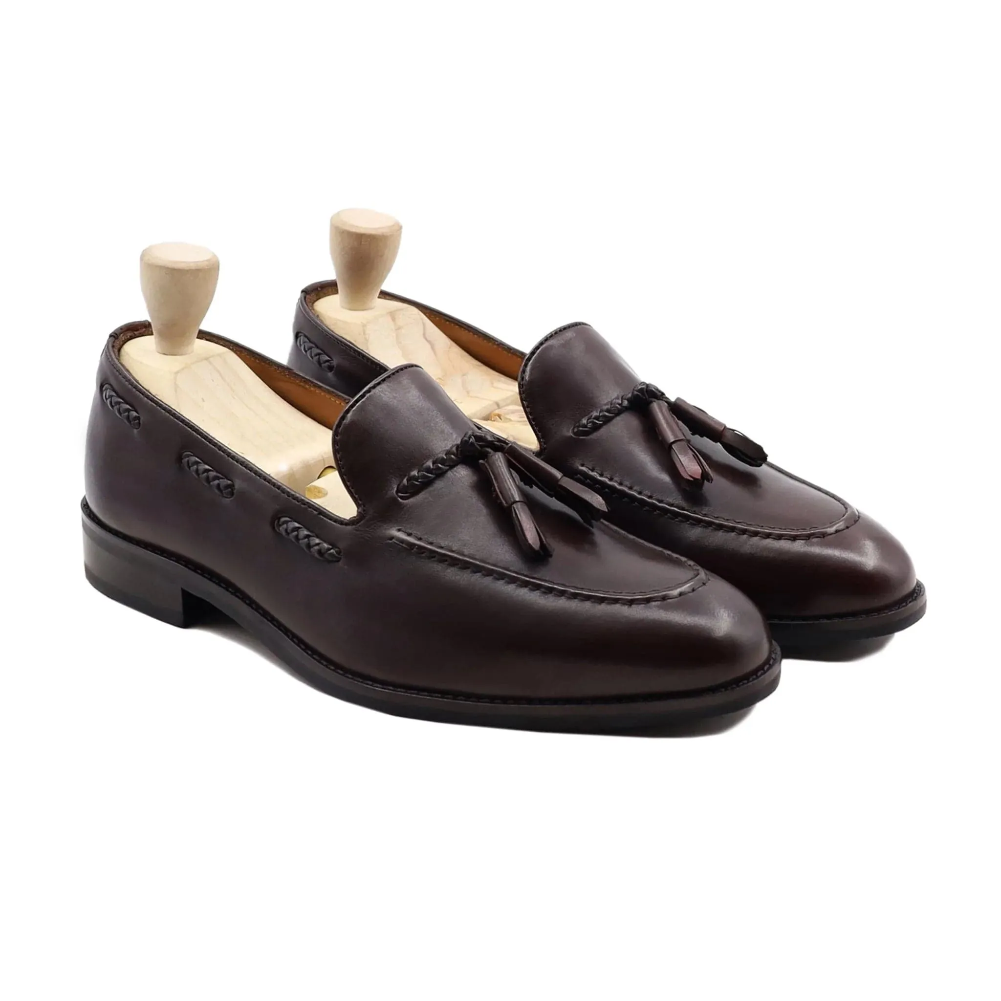 Handmade Custom Brown Leather Mens Loafers