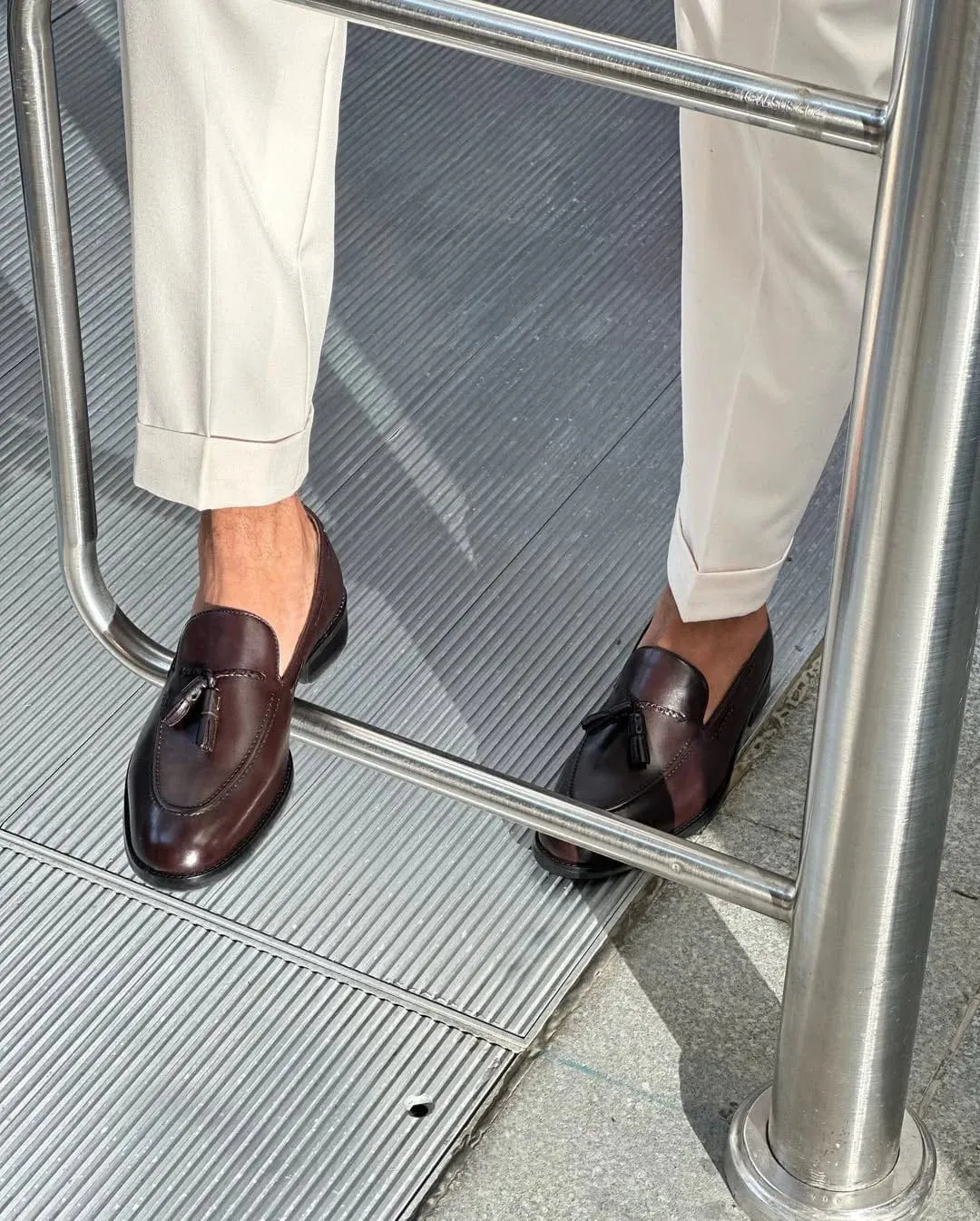 Handmade Custom Brown Leather Mens Loafers
