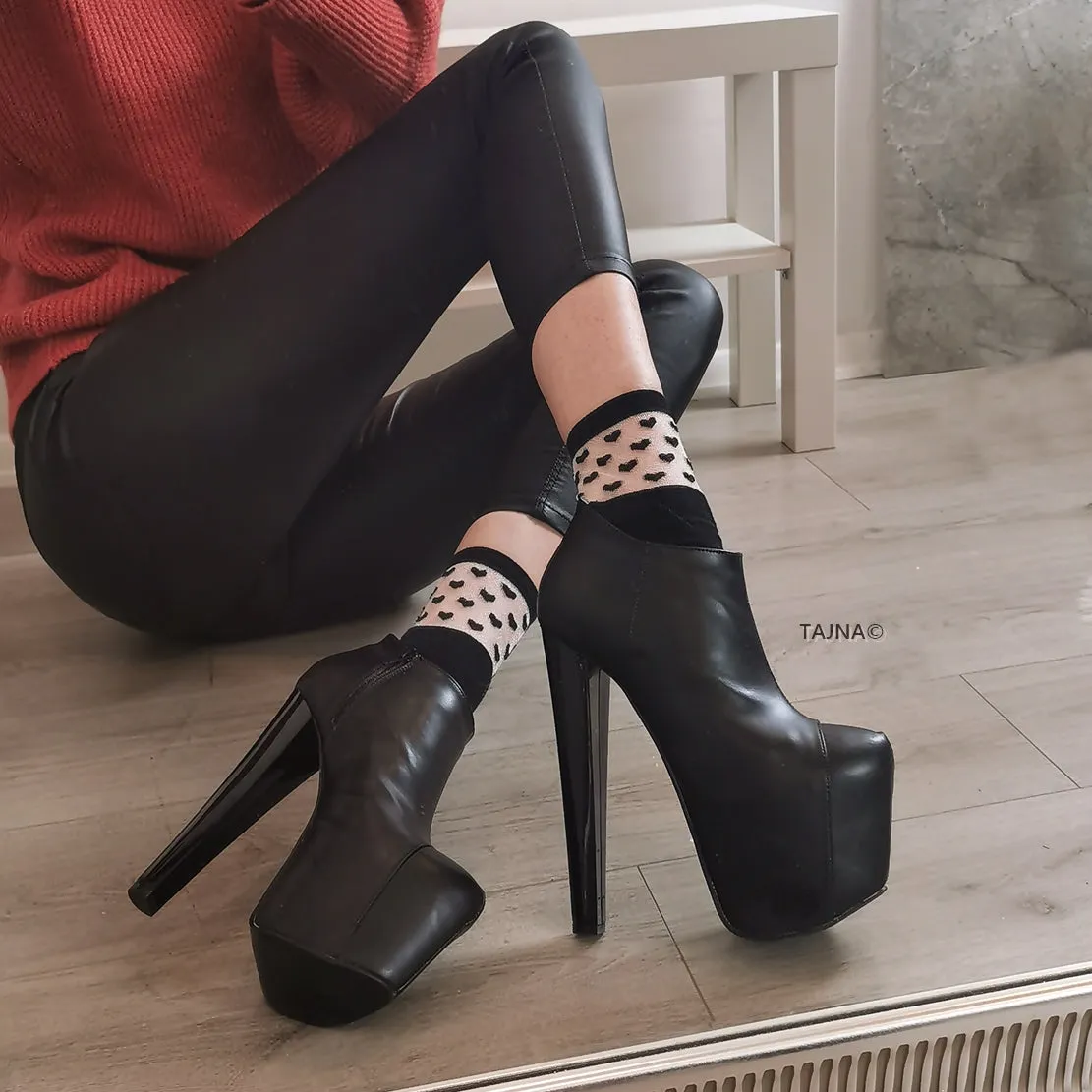 Hidden Platform Black Ankle Booties