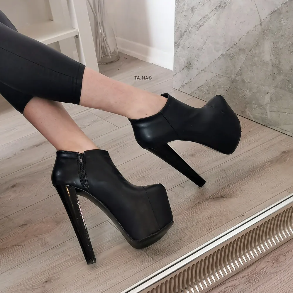 Hidden Platform Black Ankle Booties