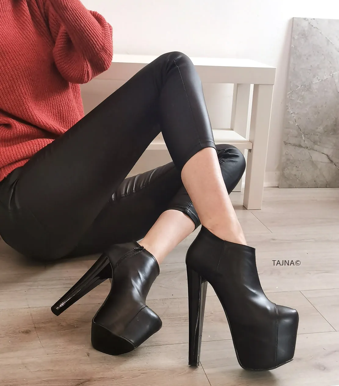 Hidden Platform Black Ankle Booties