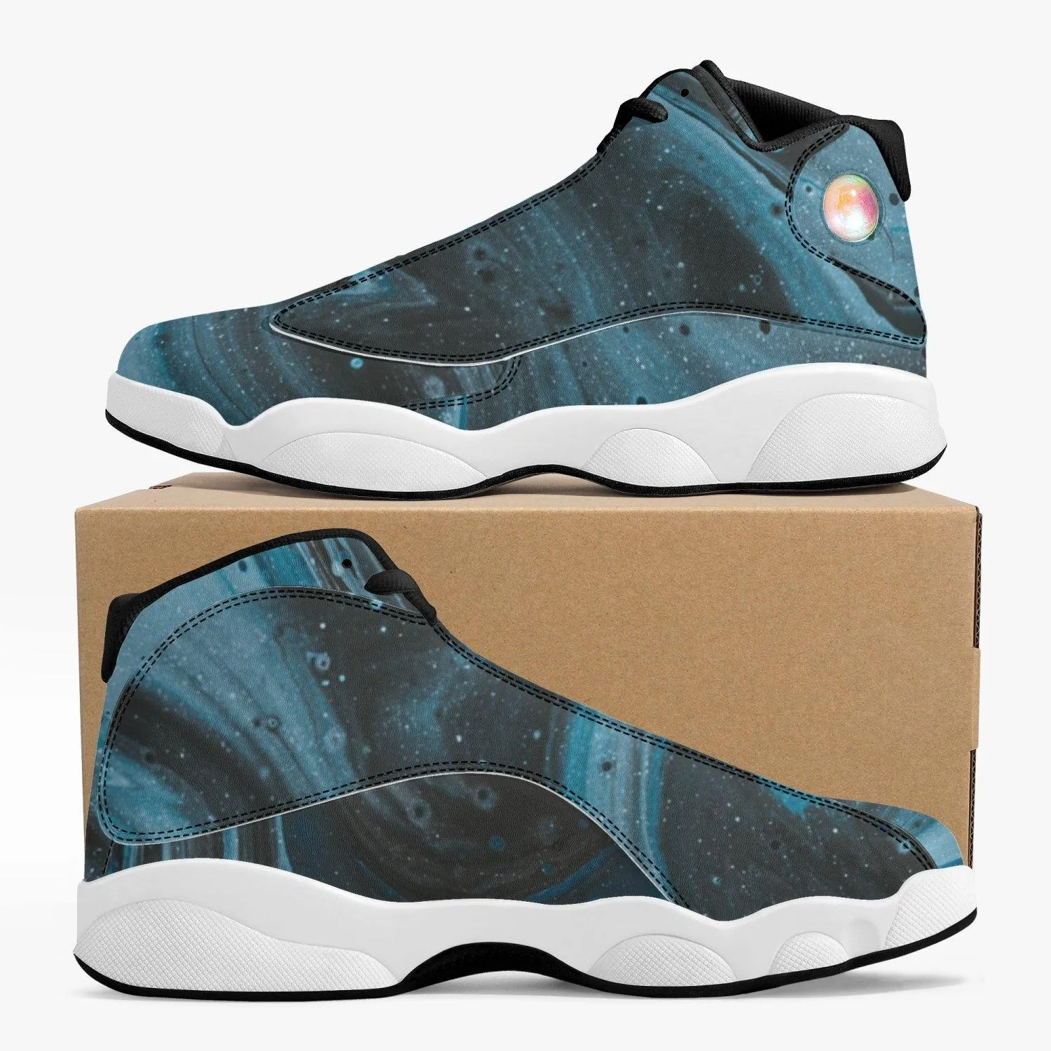 High-Top Leather Basketball Sneakers - Black