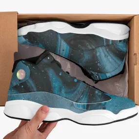 High-Top Leather Basketball Sneakers - Black