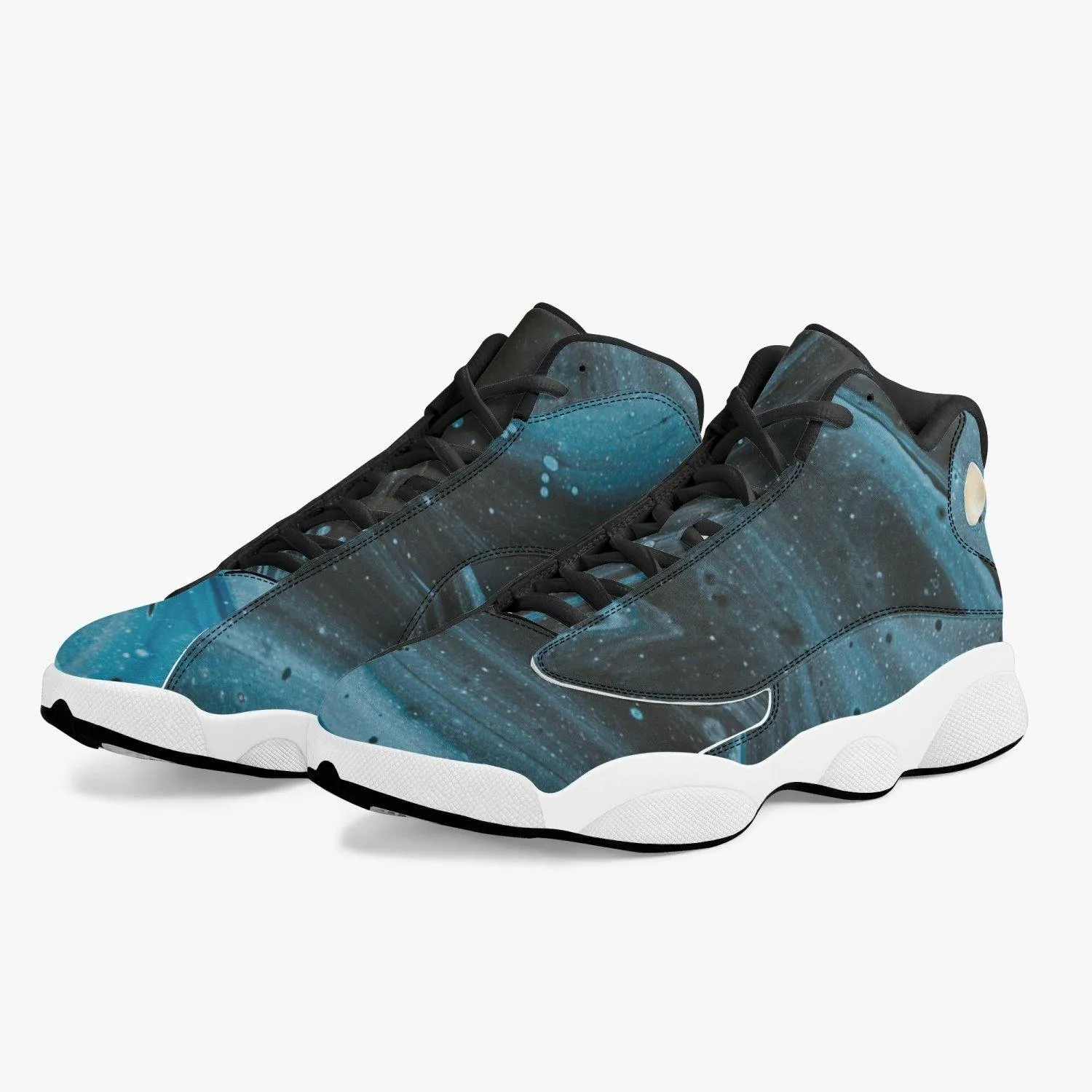 High-Top Leather Basketball Sneakers - Black