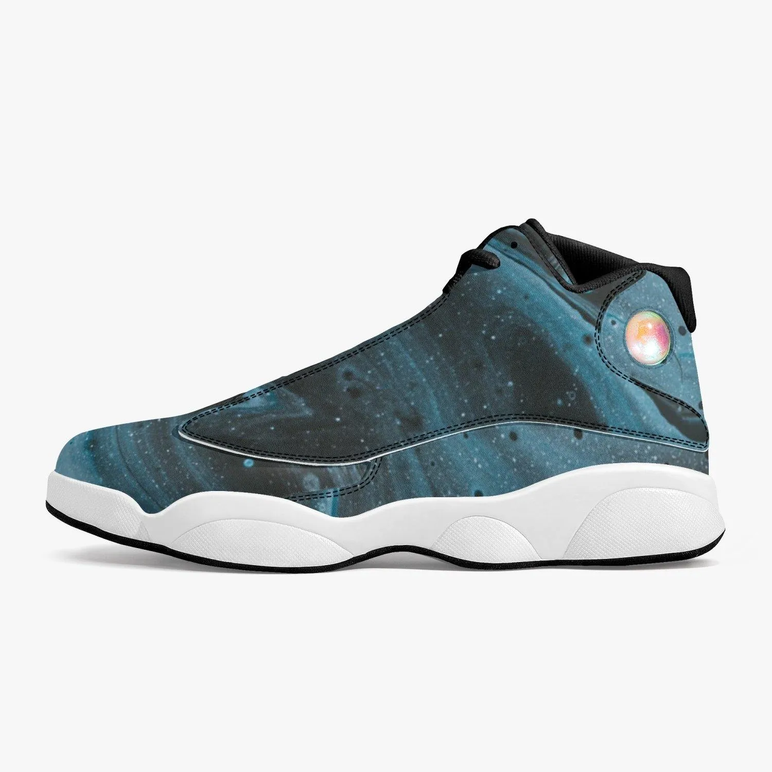 High-Top Leather Basketball Sneakers - Black