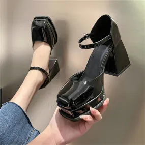 Mary Jane Heels Attractive Elegant Women Strap Buckle Shoes