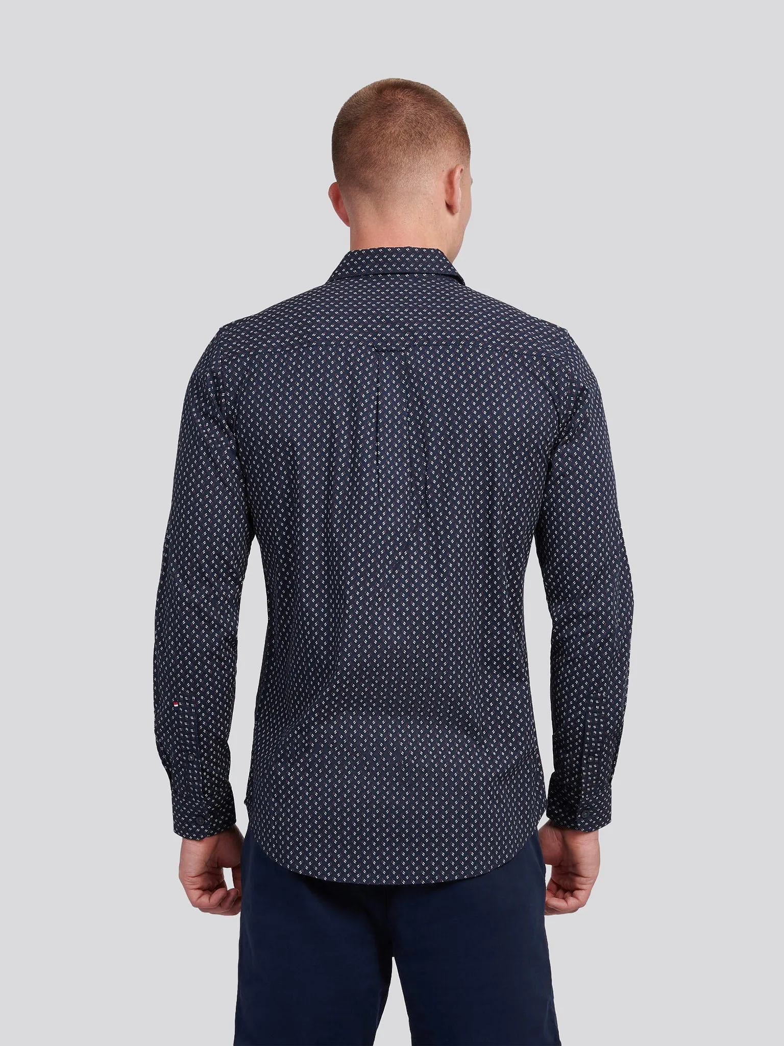 Mens Printed Shirt in Dark Sapphire Navy