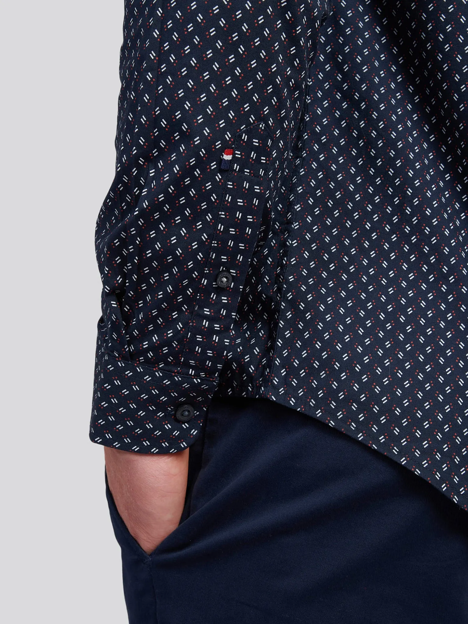 Mens Printed Shirt in Dark Sapphire Navy