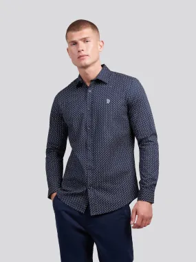 Mens Printed Shirt in Dark Sapphire Navy