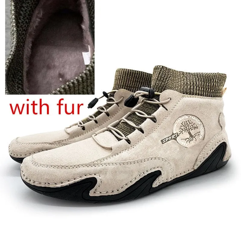 Men's Sneakers Cow Suede Leather - Fashionable Slip-On Loafers for Driving 👟✨