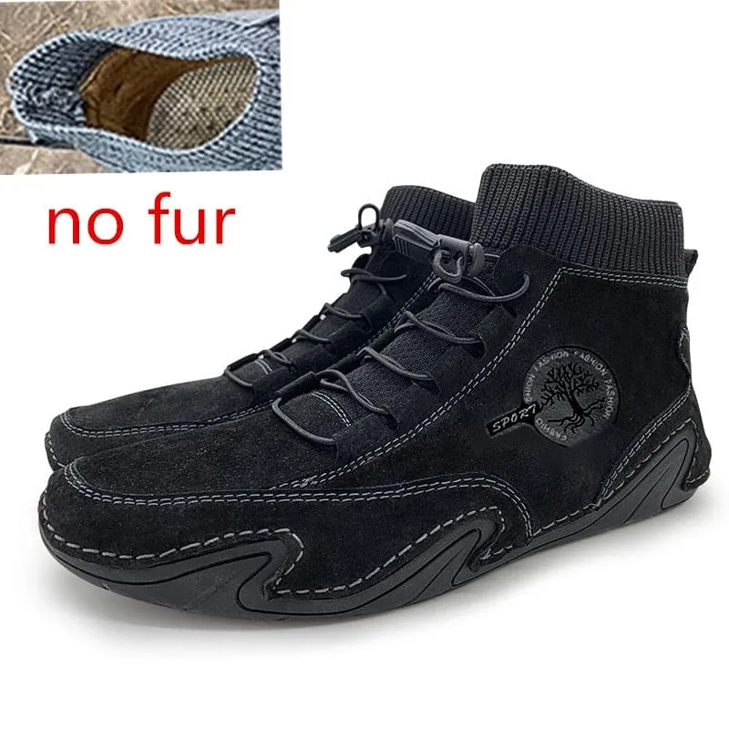 Men's Sneakers Cow Suede Leather - Fashionable Slip-On Loafers for Driving 👟✨
